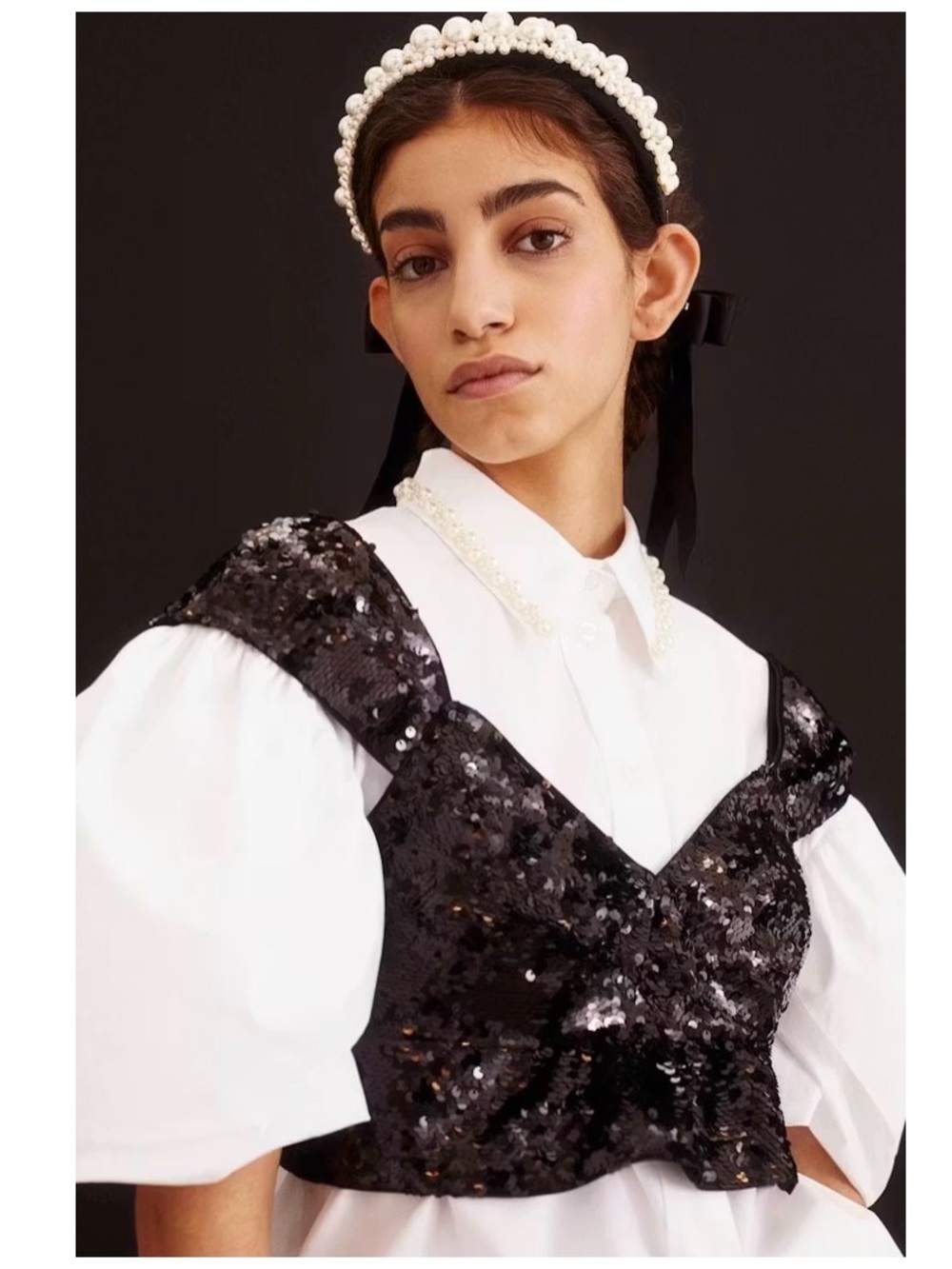 Simone Rocha x H&M COLLAB crop top BRALETTE black sequin bustier SMALL